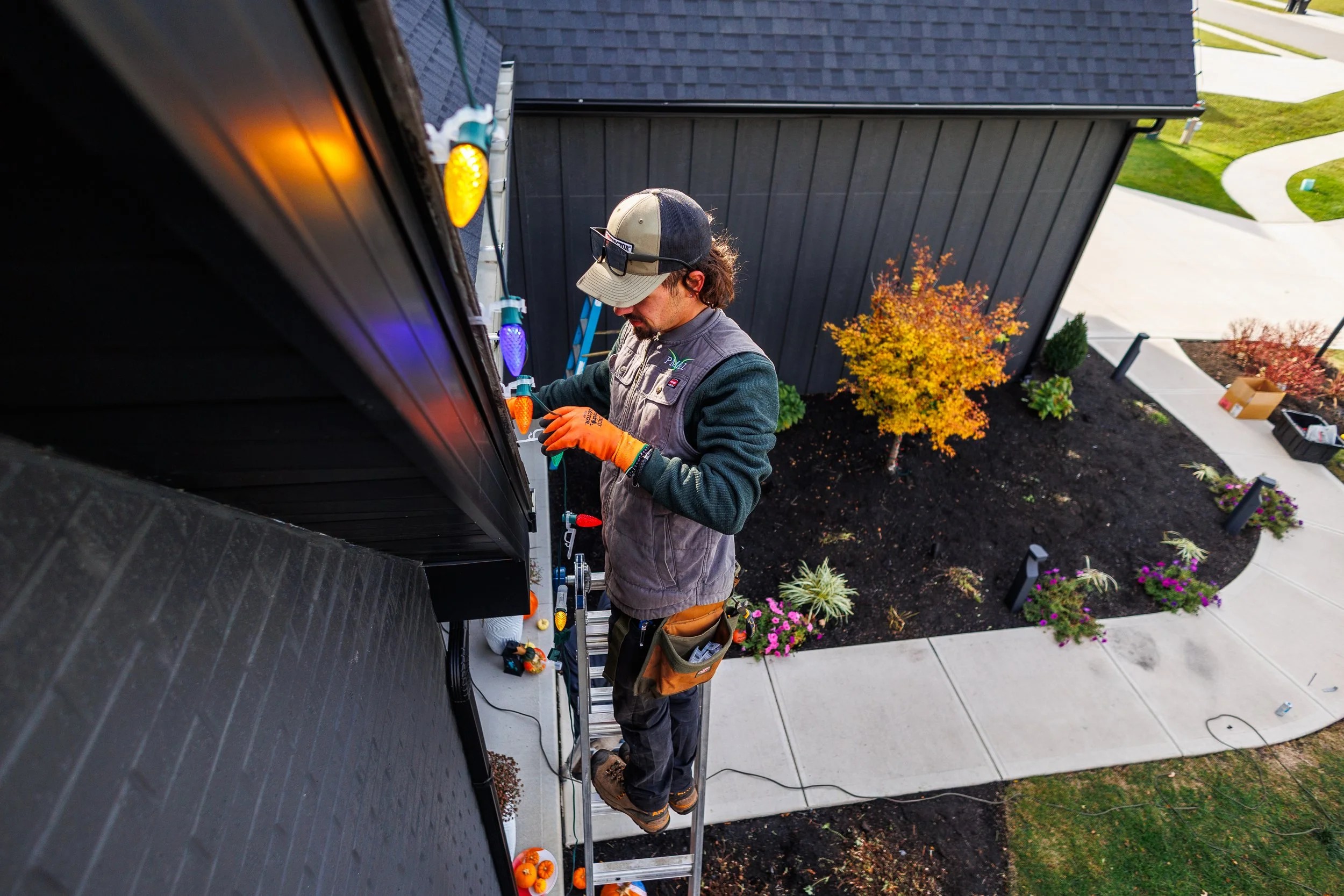 Installer at work on a home exterior